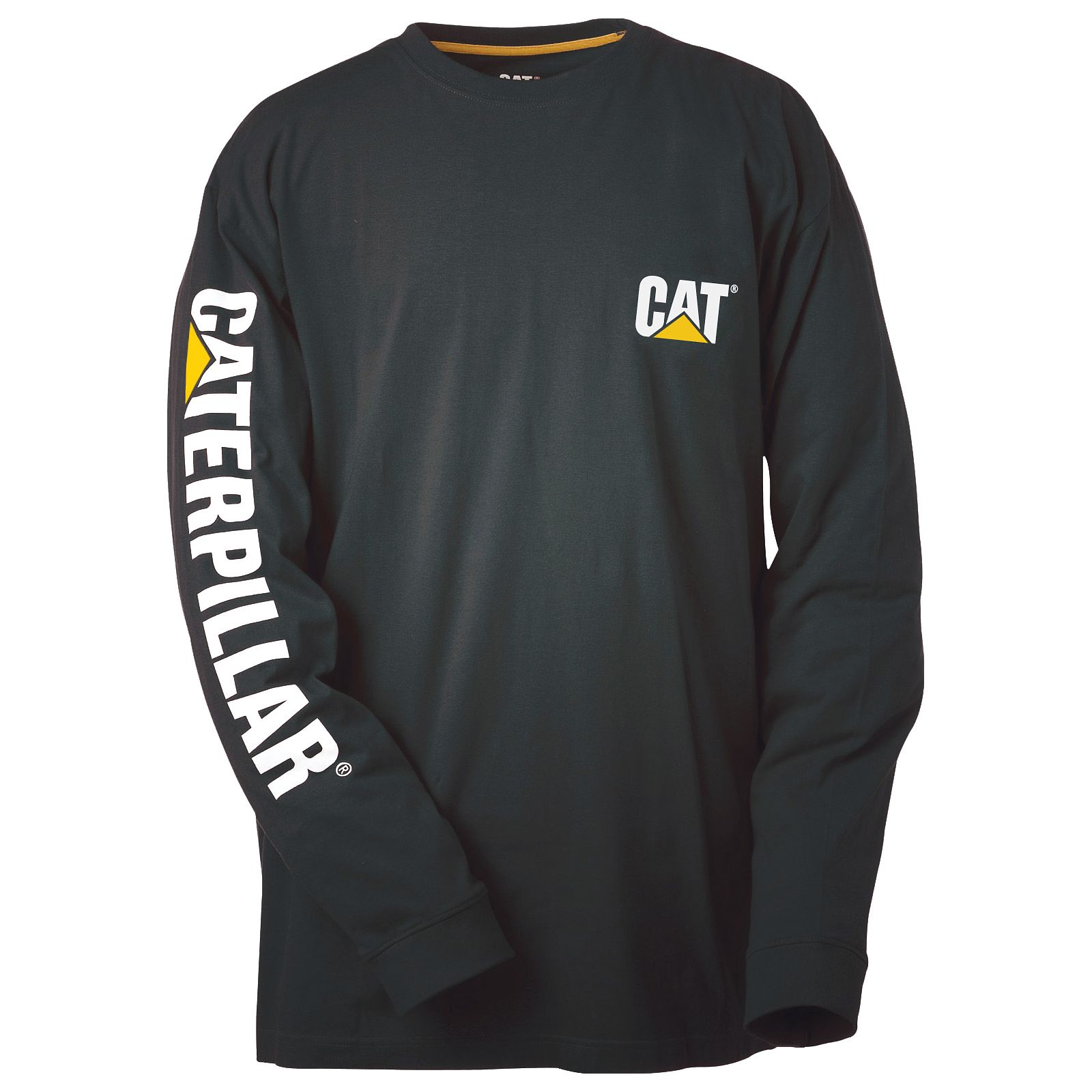 Caterpillar Clothing South Africa - Cat Men's Trademark Banner Long Sleeve T-Shirts Black QB9348016